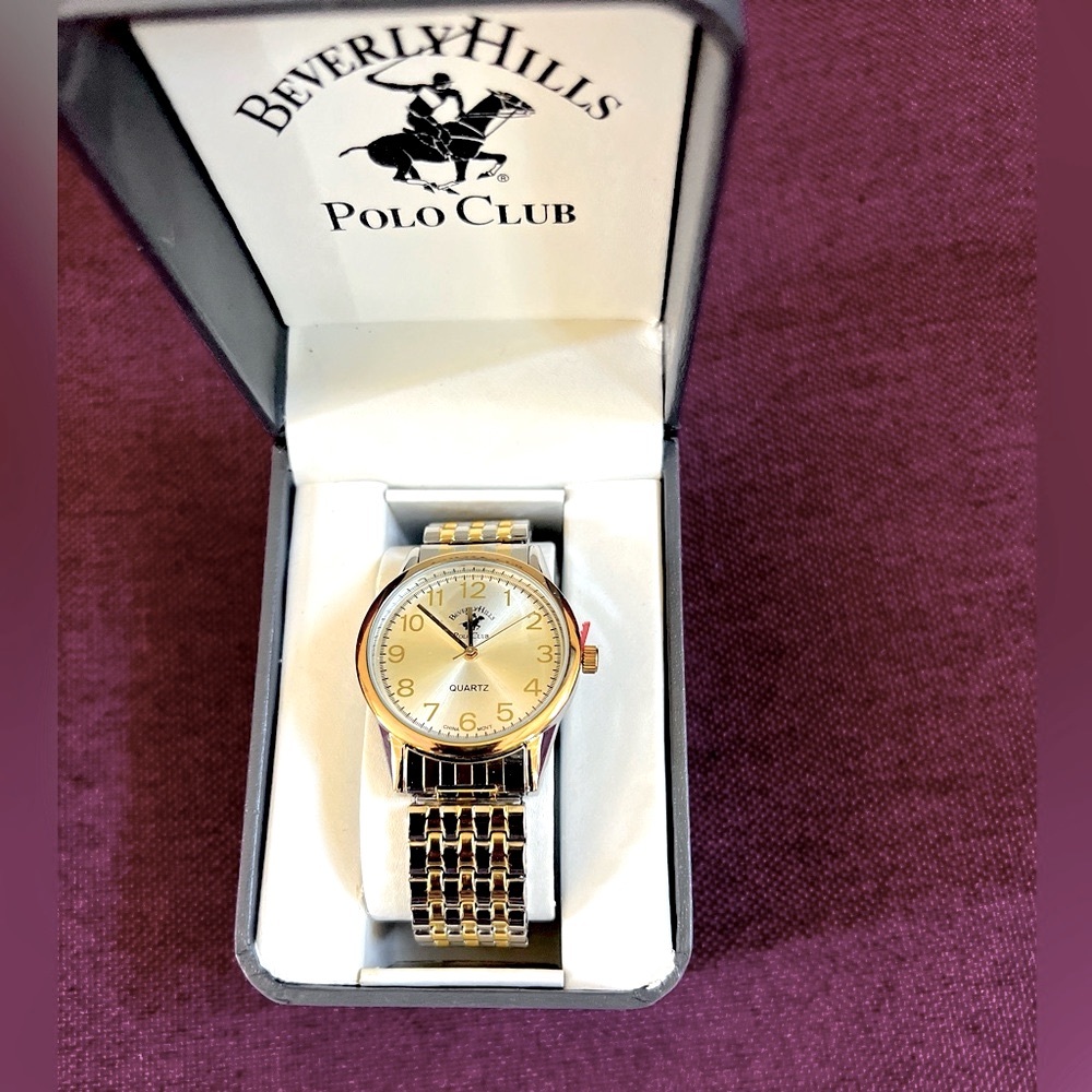 Beverly Hills Polo Club Two Tone Gold& Silver Watch Quartz for Men🔥🔥🔥
